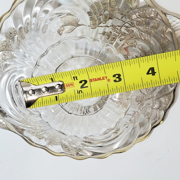 Vtg Sterling City Glass Co Sterling On Crystal Footed Handles Candy Fruit Bowl - Picture 13 of 14